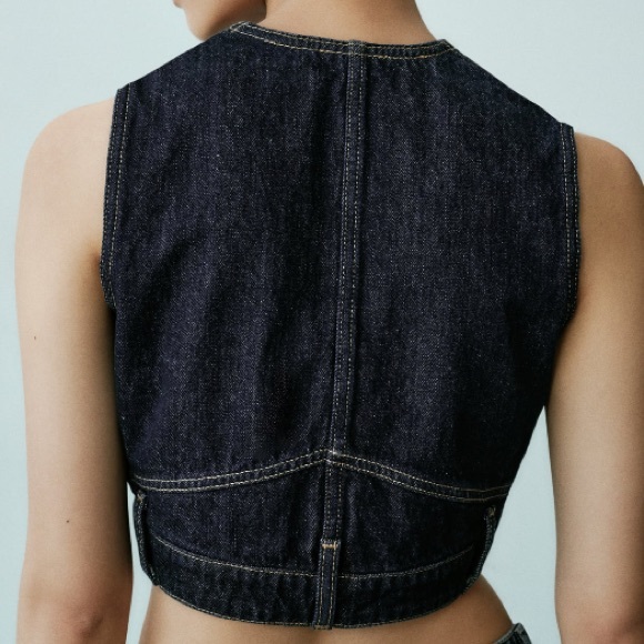 NEW! Zara Dark Denim TRF Vest - Picture 4 of 13